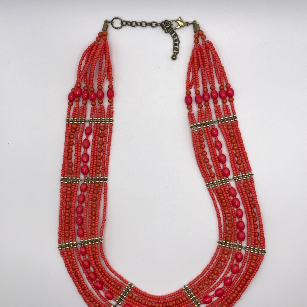 Contemporary Unsigned Orange Acrylic Multi Strand… - image 5